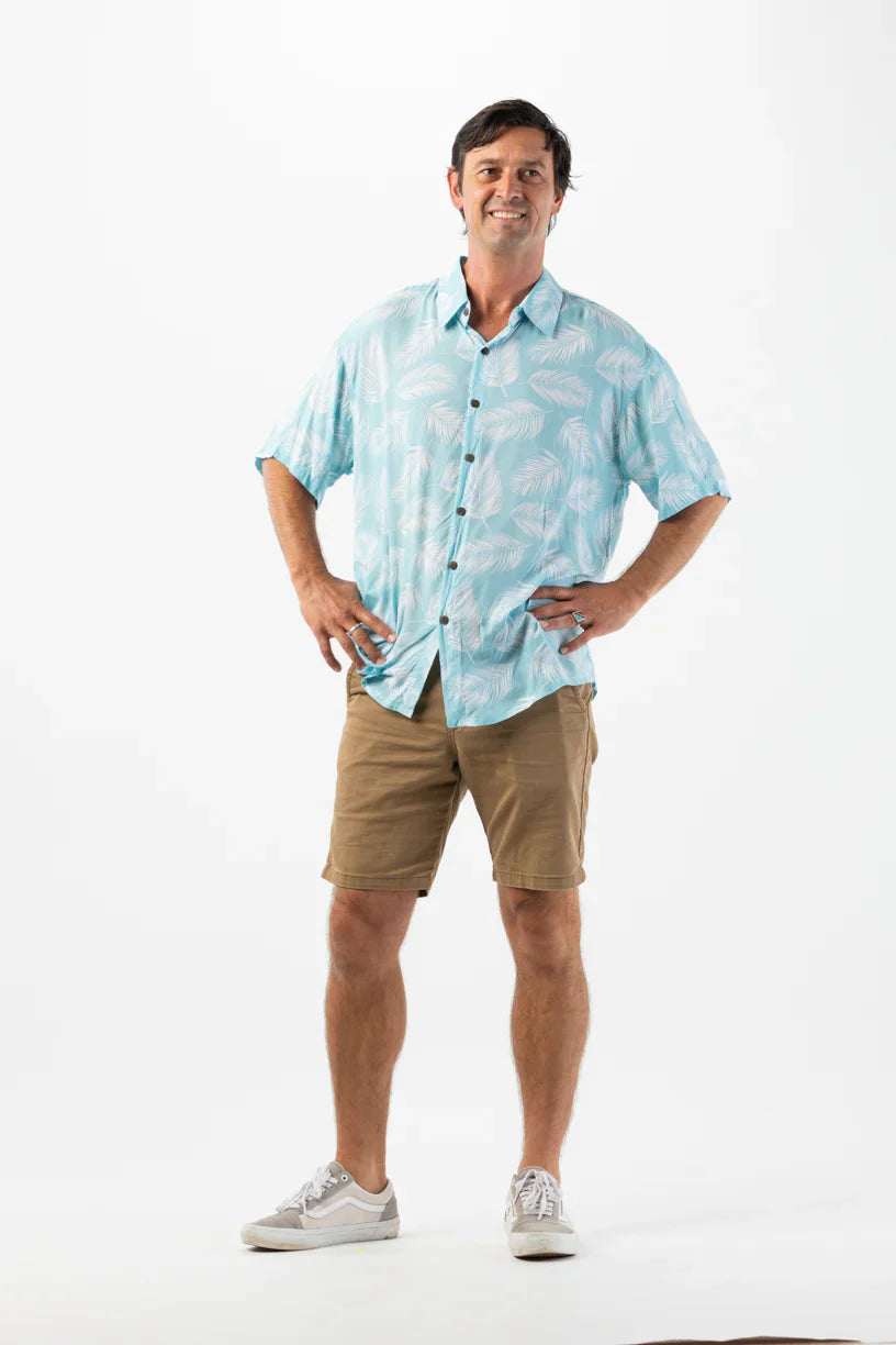 Tiare Hawaii Aloha Shirt - Palm Dusty Blue