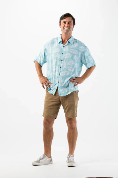 Tiare Hawaii Aloha Shirt - Palm Dusty Blue