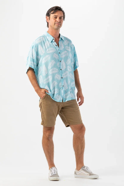 Tiare Hawaii Aloha Shirt - Palm Dusty Blue