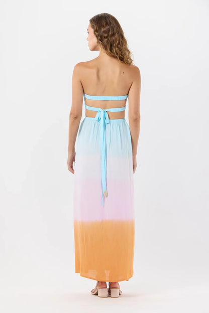 Tiare Hawaii Andy Maxi Dress - Aqua Pink Rust Ombre