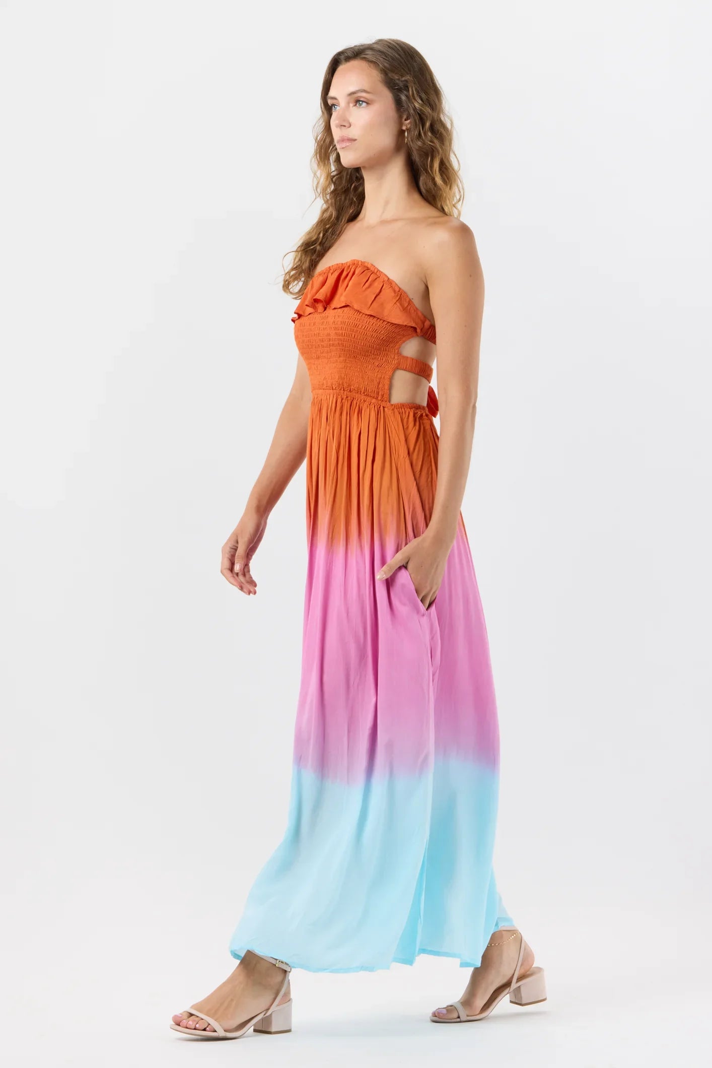 Tiare Hawaii Andy Maxi Dress - Rust Pink Sky Ombre