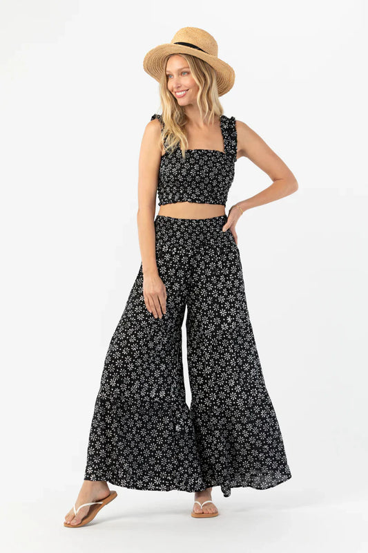 Tiare Hawaii Angelina Top - Batik Sun Black White