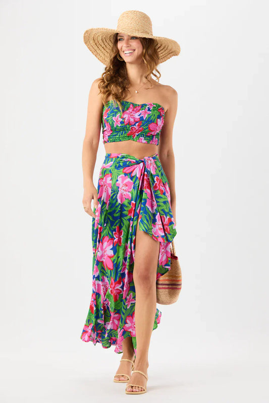 Tiare Hawaii Azure Wrap Skirt - Honduras Blue