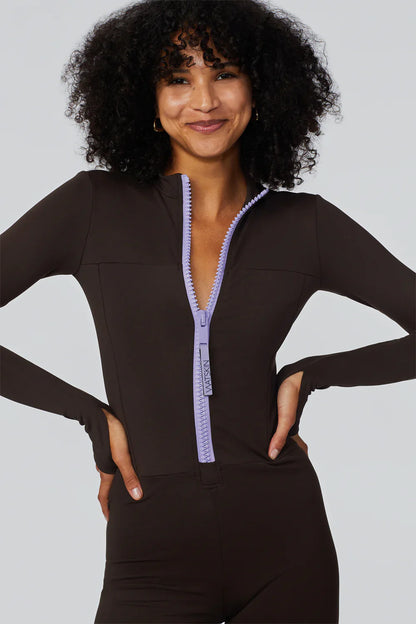 Watskin Sunwear Andie Short Bodysuit in Mocha
