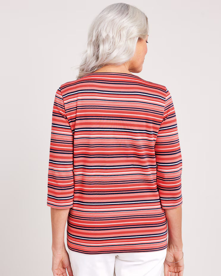 BLAIR Women’s Top Tie-Neck Stripe Top (Women Plus) - x4