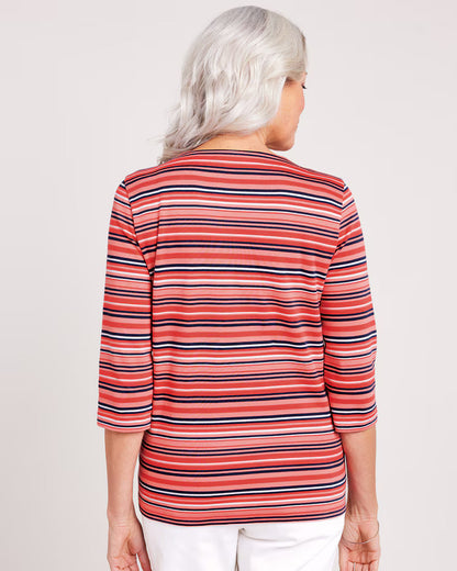 BLAIR Women’s Top Tie-Neck Stripe Top (Misses) - x4