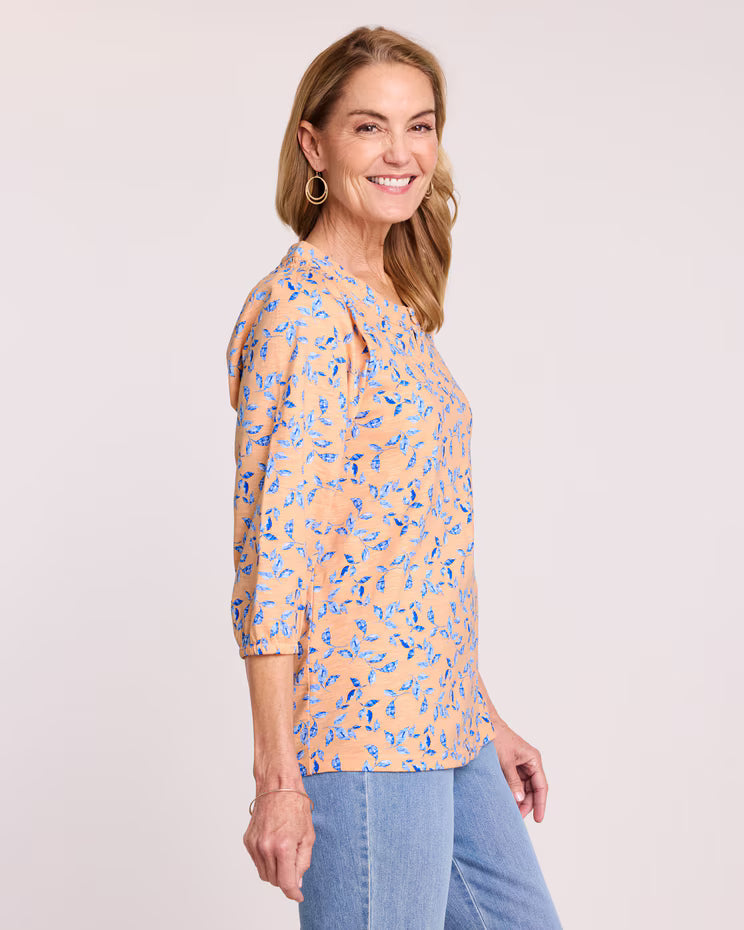 BLAIR Women’s Top Slub Knit Keyhole Peasant Top (Misses) - x3