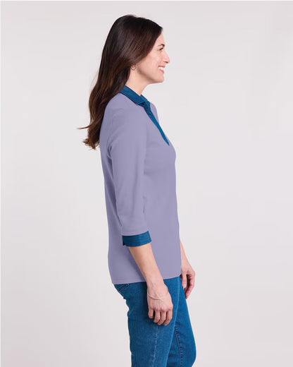 BLAIR Women’s Top Essential Knit DenimLite Trim Knit Polo (Misses) - x2