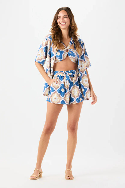 Tiare Hawaii Bells Top - Spanish Tiles Blue