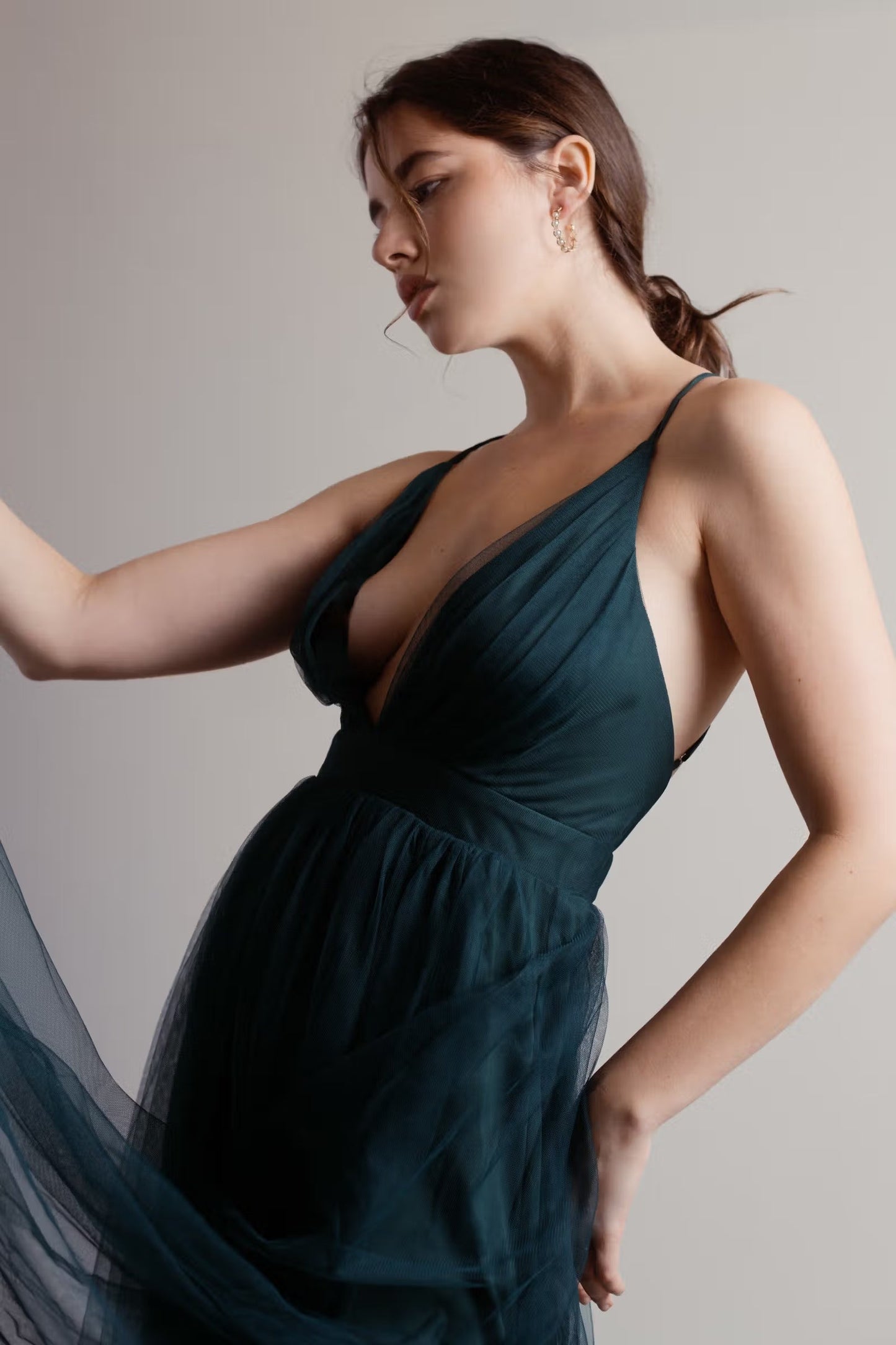 Tobi Here To Slay Plunging High Slit Maxi Dress