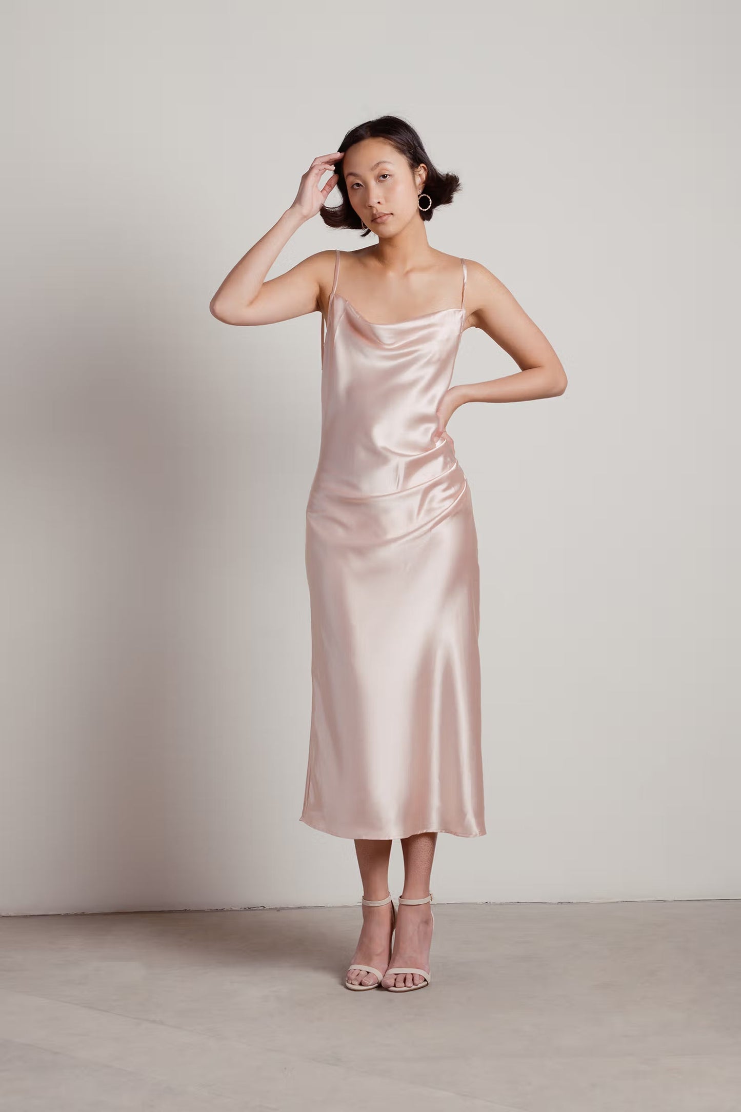Tobi Charm Me Satin Cowl Neck Midi Dress