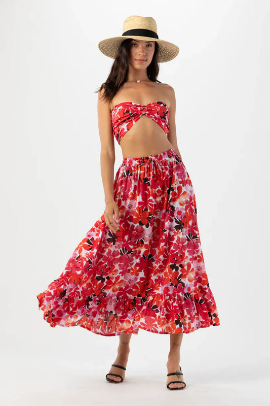 Tiare Hawaii Capri Skirt - Fiji Flowers Red