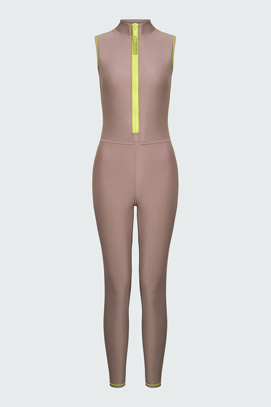 Watskin Sunwear Chloe Sleeveless Catsuit in Taupe