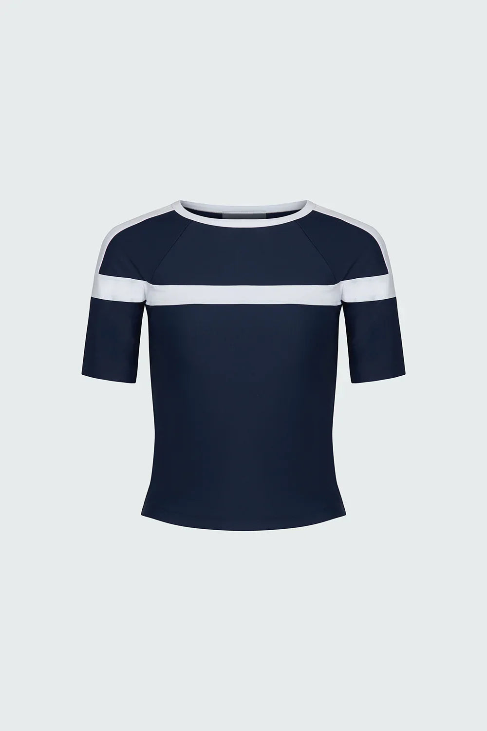 Watskin Sunwear Coco Short Sleeve Tee in Navy and White