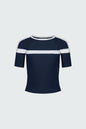 Watskin Sunwear Coco Short Sleeve Tee in Navy and White