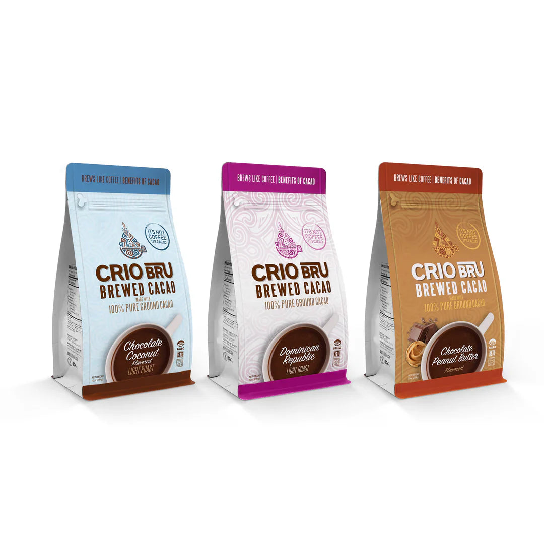 Crio Bru 3 Pack Limited Edition Chocolate Coconut, Chocolate Peanut Butter & Dominican Republic