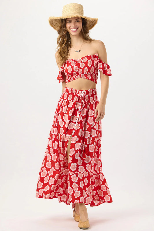 Tiare Hawaii Dakota Skirt - Lanai Floral Red