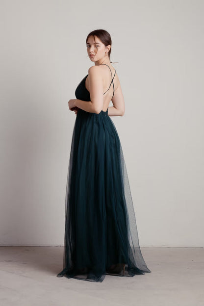 Tobi Here To Slay Plunging High Slit Maxi Dress