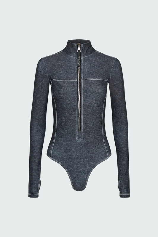 Watskin Sunwear Danielle Bodysuit in Black Denim