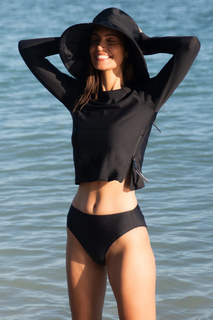 Watskin Sunwear Sasha Long Sleeve Tee in Black