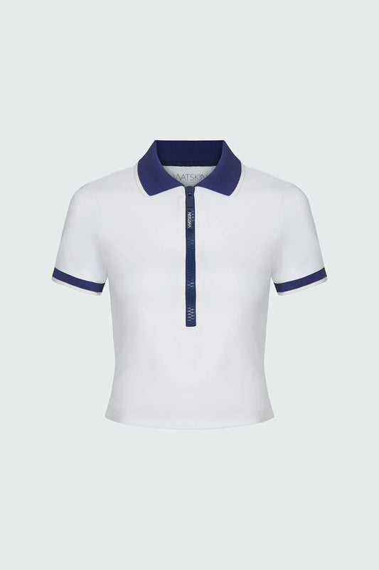 Watskin Sunwear Emma S/S Polo in White and Navy
