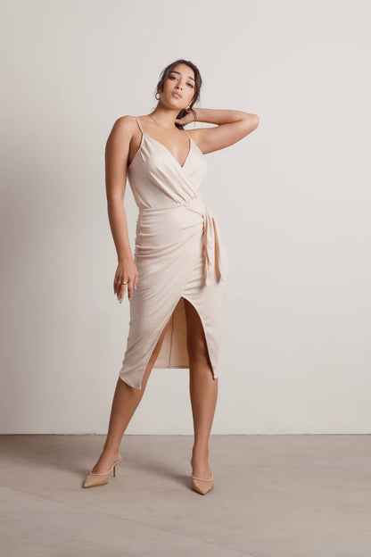 Tobi Common Sense Slit Wrap Midi Dress
