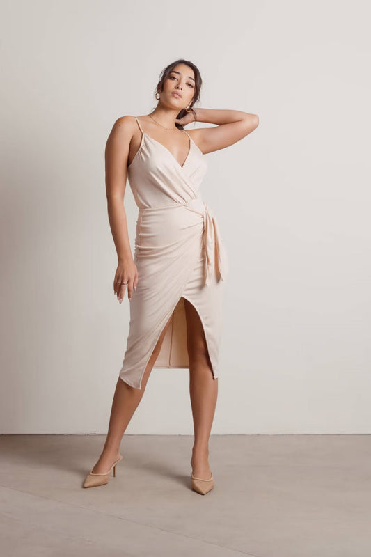 Tobi Common Sense Slit Wrap Midi Dress