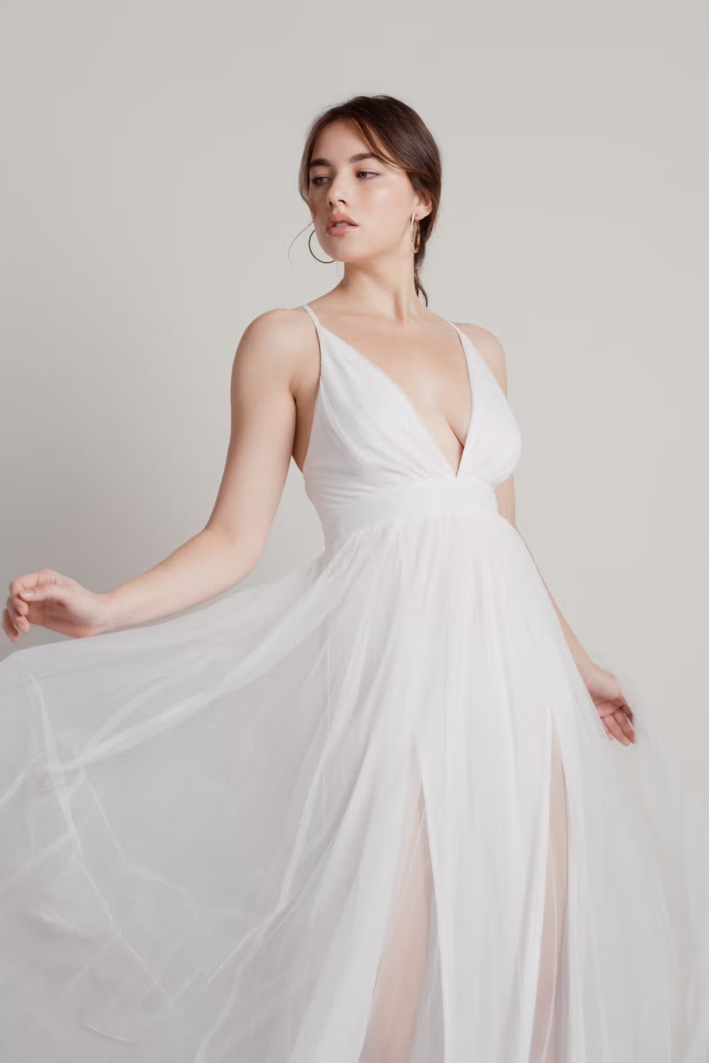 Tobi Here To Slay Plunging High Slit Maxi Dress