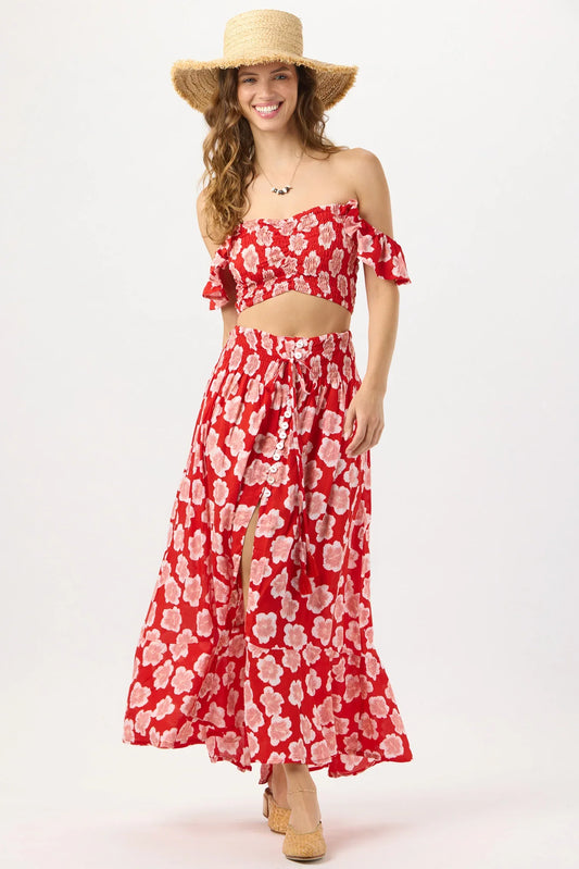 Tiare Hawaii Hollie Crop Top - Lanai Floral Red