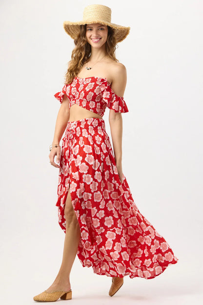 Tiare Hawaii Hollie Crop Top - Lanai Floral Red