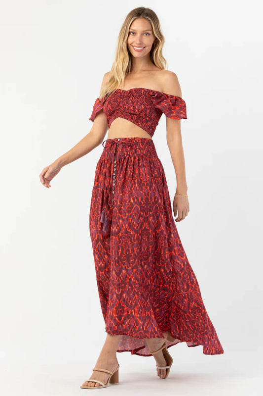 Tiare Hawaii Hollie Crop Top Naturals - Ikat Red