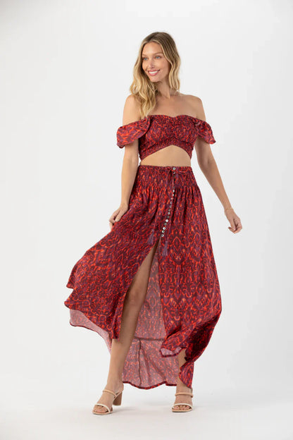 Tiare Hawaii Hollie Crop Top Naturals - Ikat Red