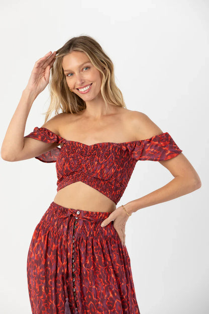 Tiare Hawaii Hollie Crop Top Naturals - Ikat Red