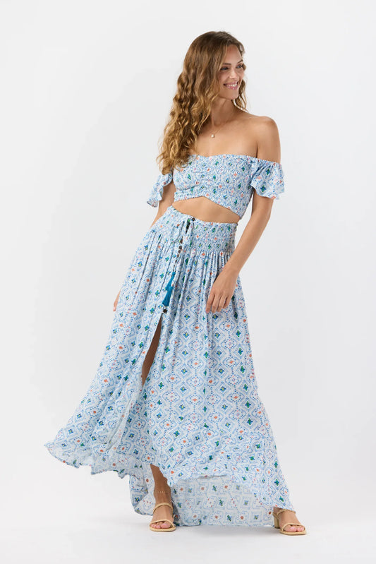 Tiare Hawaii Hollie Crop Top Naturals - Sedona Blue