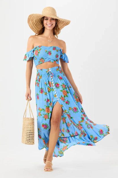 Tiare Hawaii Hollie Crop Top - Vintage Hawaiian Blue