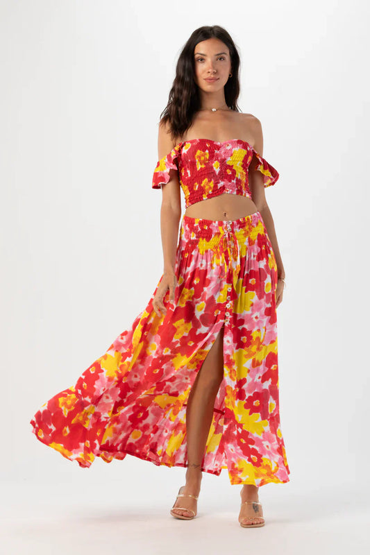 Tiare Hawaii Hollie Crop Top - Watercolor Dreams Red