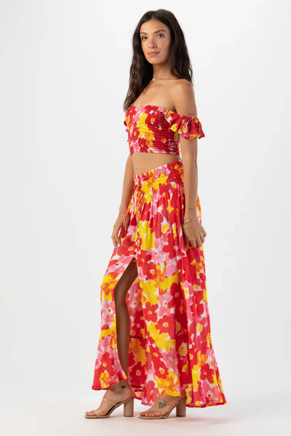 Tiare Hawaii Hollie Crop Top - Watercolor Dreams Red