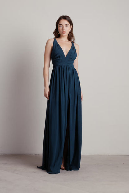 Tobi All I Ever Need Deep V High Slit Maxi Dress