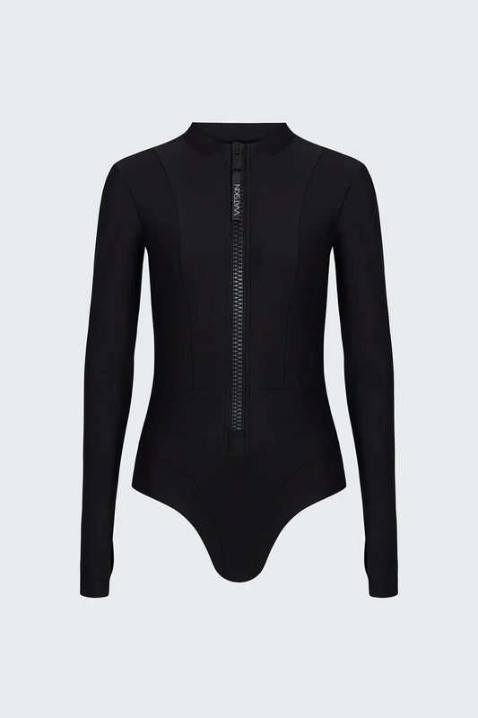 Watskin Sunwear Harper Full Coverage Bodysuit in Black