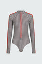 Watskin Sunwear Hayley Bodysuit in Neutral Herringbone