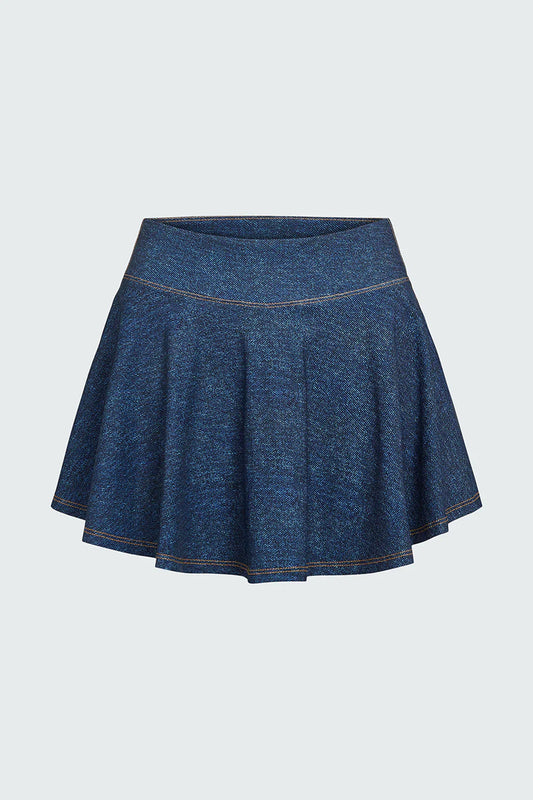 Watskin Sunwear Isabel Tennis Skirt in Denim Blue