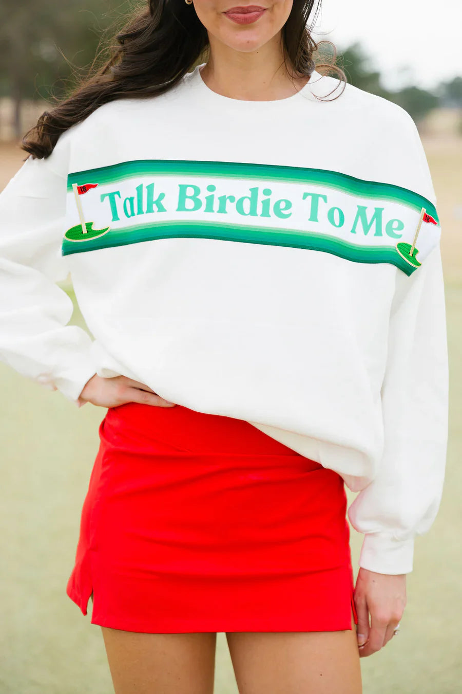 Judith March TALK BIRDIE TO ME WHITE PULLOVER