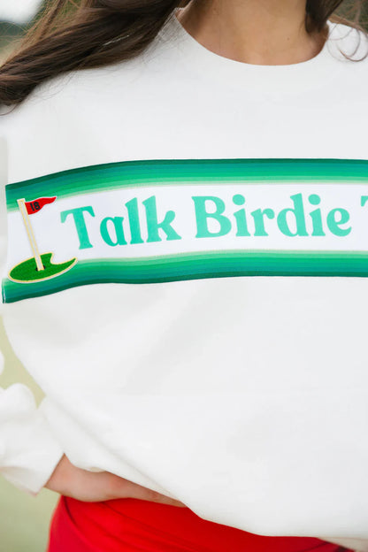 Judith March TALK BIRDIE TO ME WHITE PULLOVER
