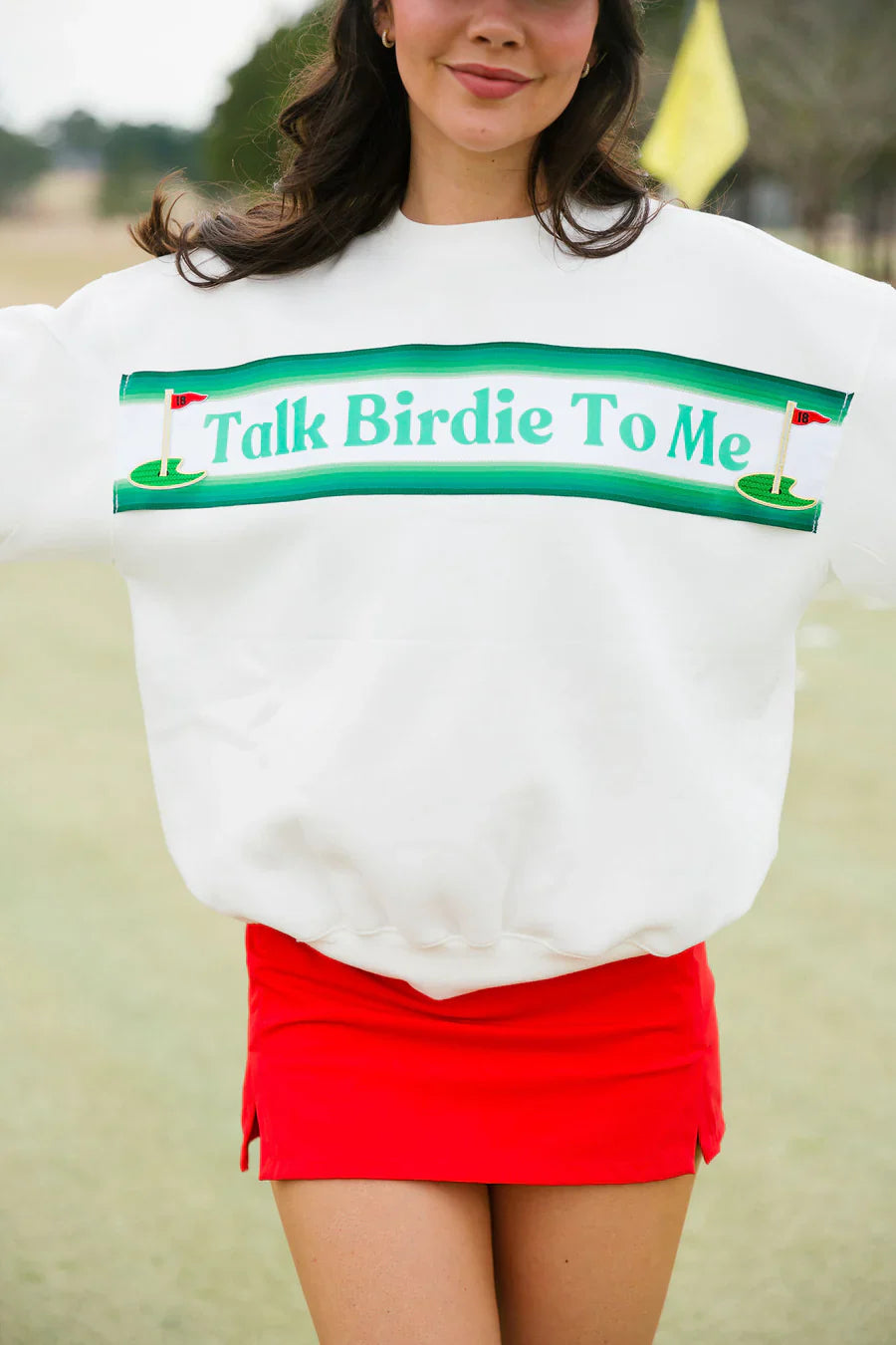 Judith March TALK BIRDIE TO ME WHITE PULLOVER
