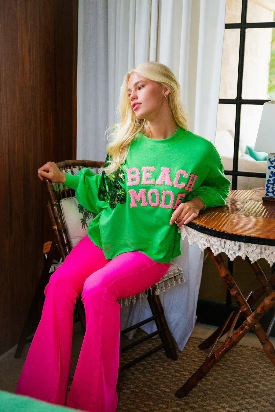 Judith March BEACH MODE GREEN PULLOVER