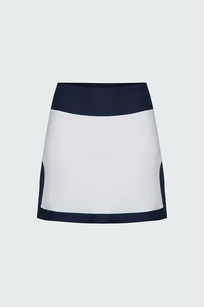 Watskin Sunwear Jojo Tennis Skirt in White and Navy