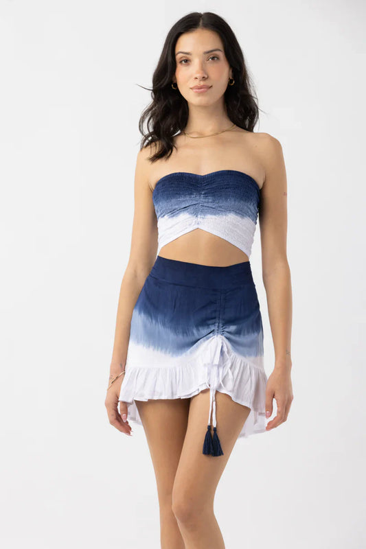 Tiare Hawaii Hollie Crop Top Sleeveless - White Navy Ombre