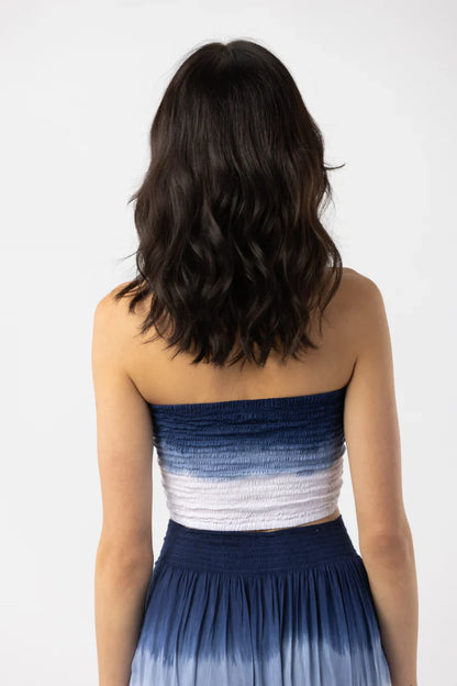 Tiare Hawaii Hollie Crop Top Sleeveless - White Navy Ombre