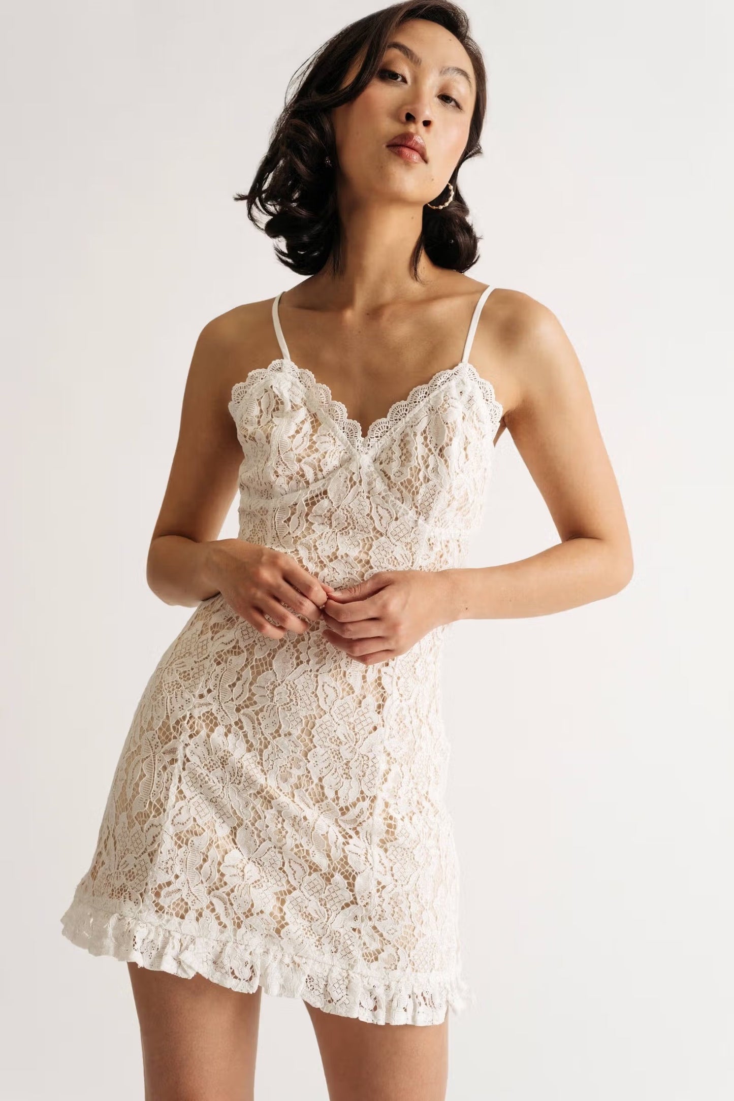 Tobi Back In Time Lace Bustier Mini Dress