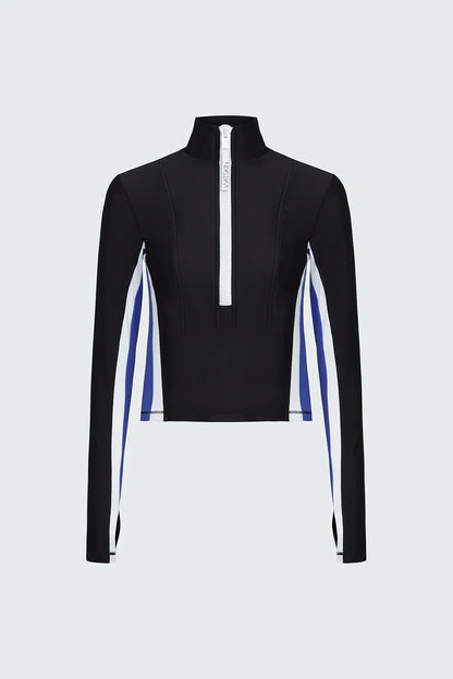 Watskin Sunwear Mia 1/2 Zip Pullover in Blue Colorblock